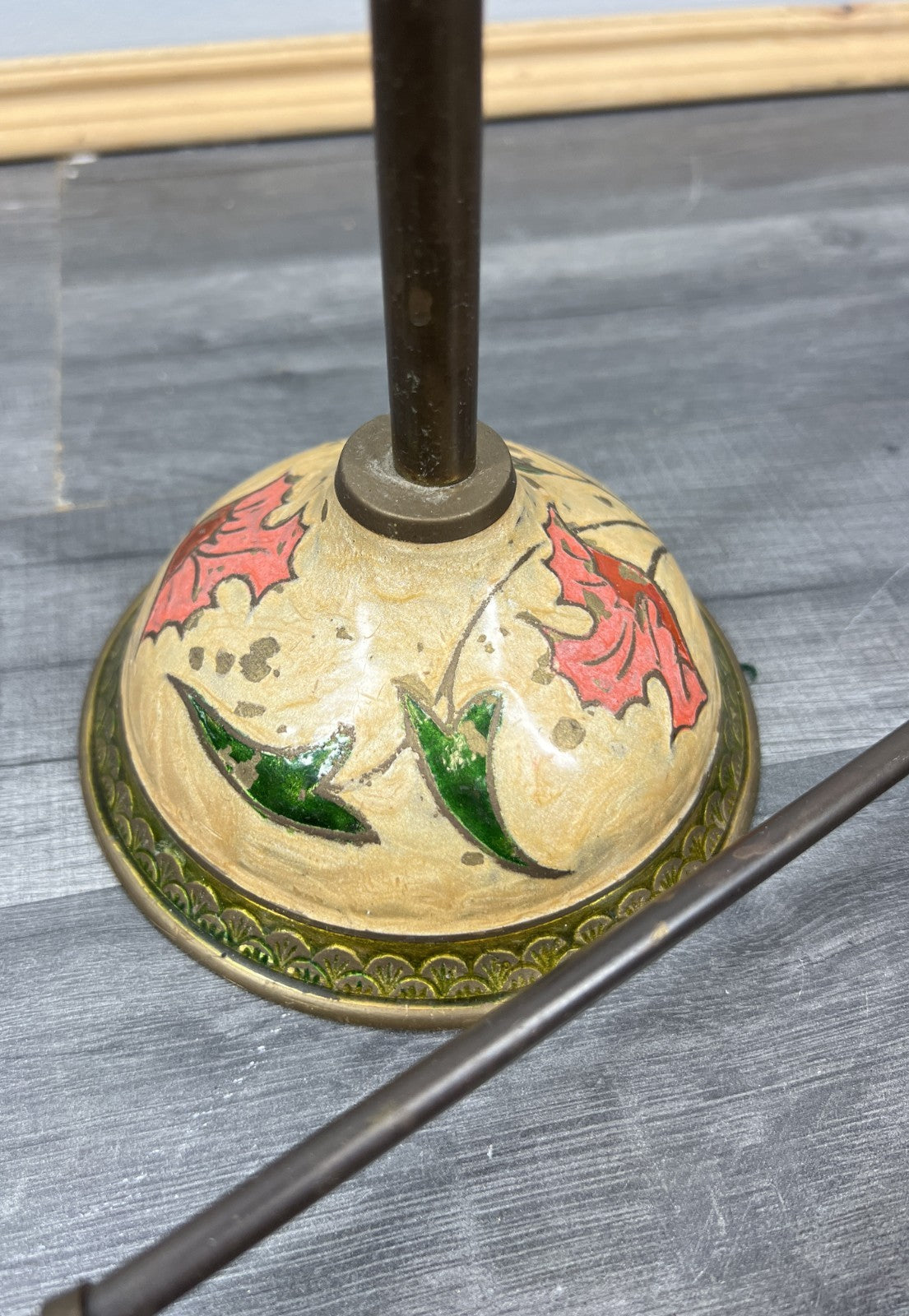 Fireplace Set Vintage French Hand Painted 5-Piece Brass Tool Stand LOT 441615