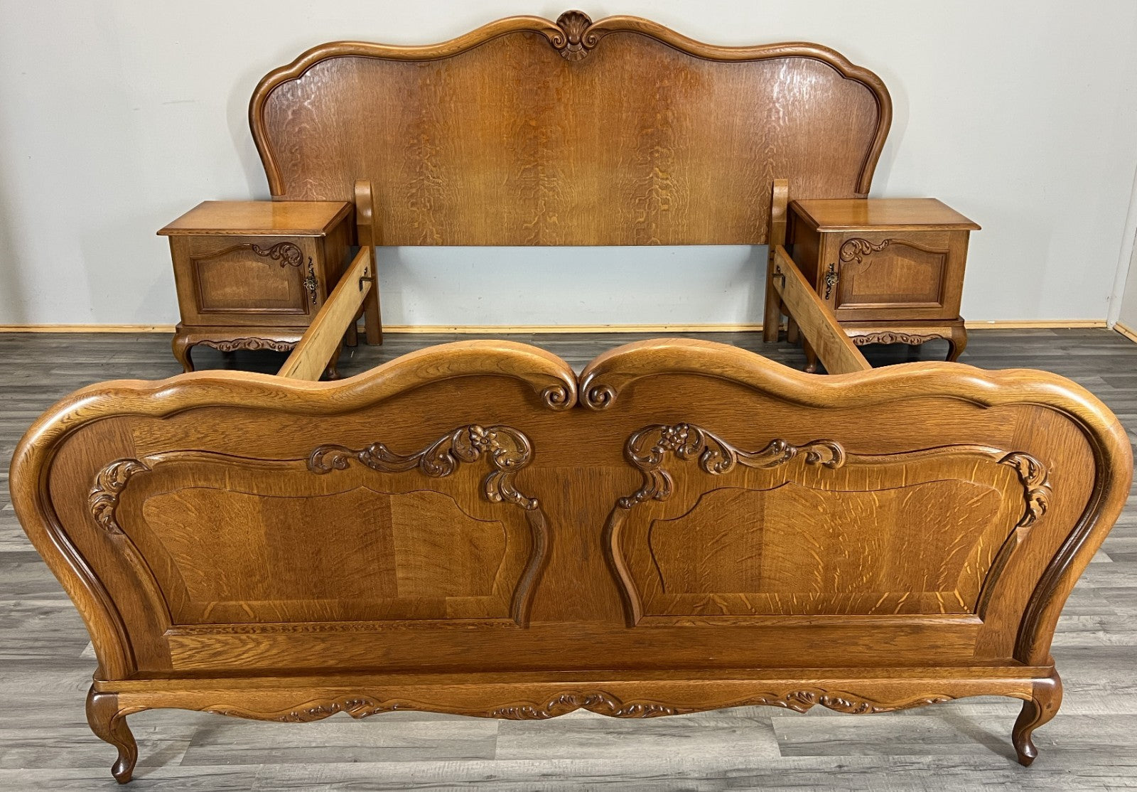 Bed Vintage French Louis XVI Double Bed Frame with Bedside Tables  LOT 46210