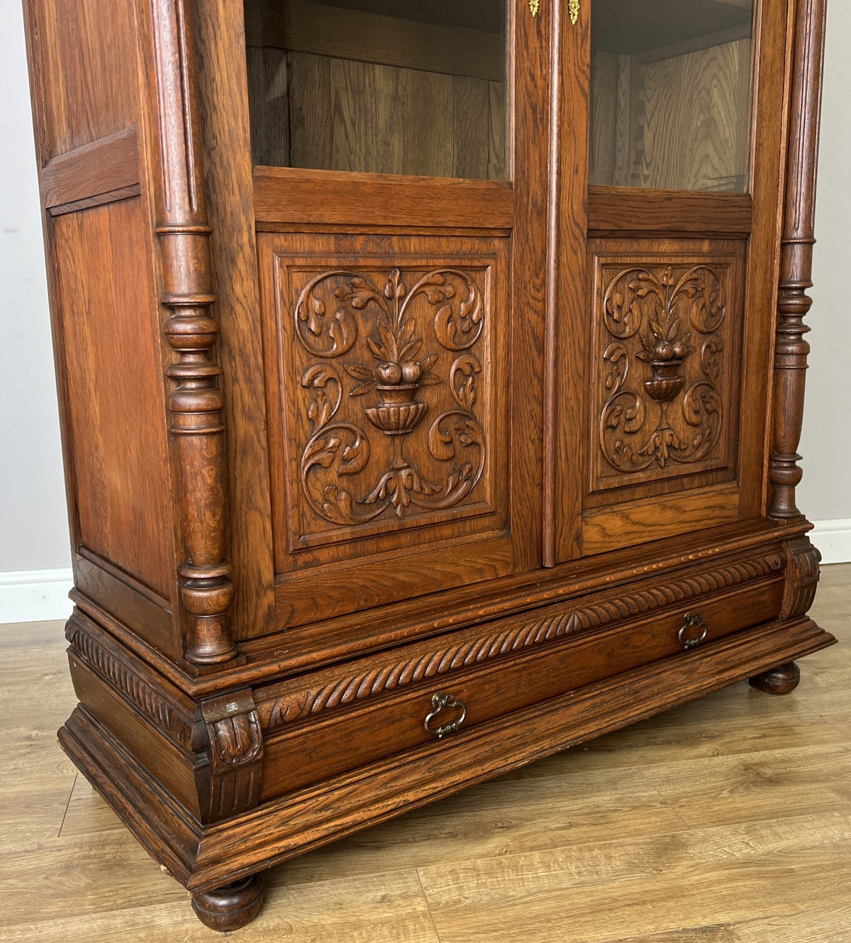 Bookcase Antique French Style Glazed Display Cabinet Oak Sideboard LOT 6462