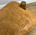 Footstool Vintage Style Oak Stool Brass Upholstered Leather Seat LOT 495710