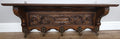 French Vintage Coat Rack Oak 5 Hooks Wall Shelf Carved Coat Hanger LOT 49981