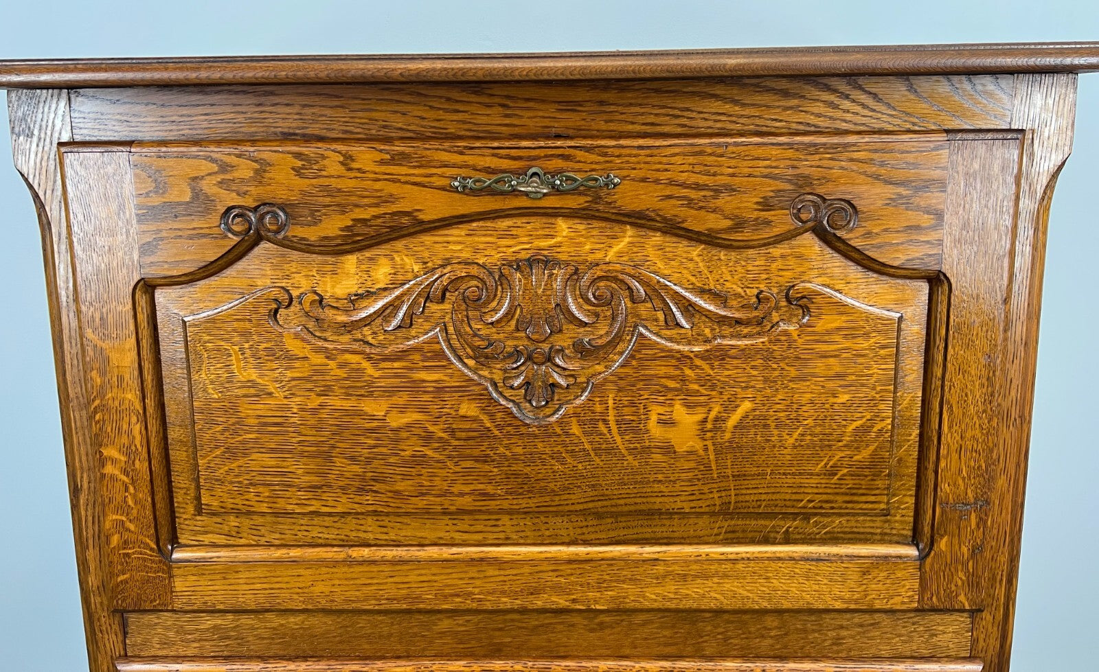 Cabinet Vintage French Louis XVI Style Oak Fall Front Carved Sideboard LOT 37794