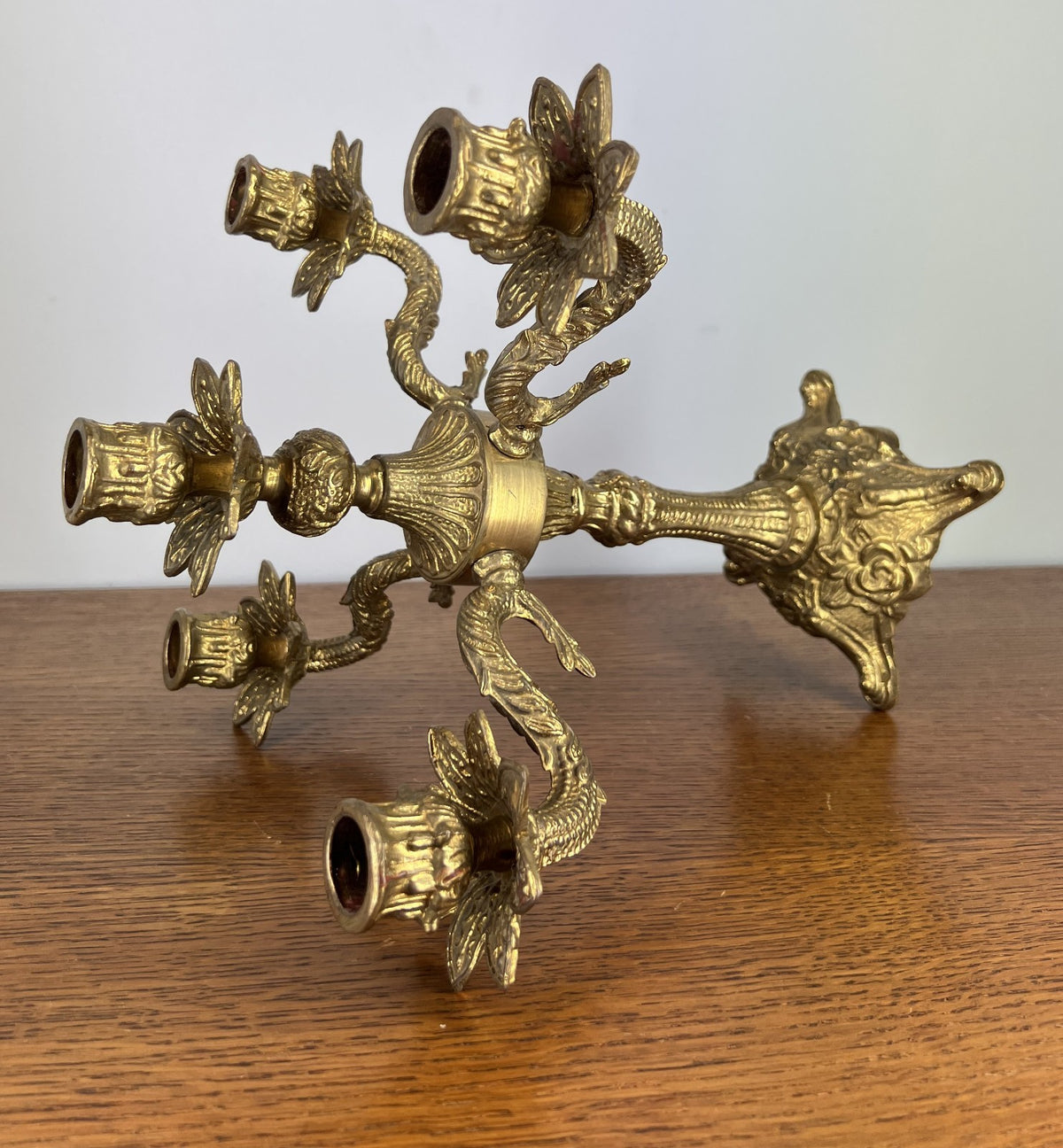 Candelabra Vintage Brass Five Arm Ornate Candle Holder LOT 4033