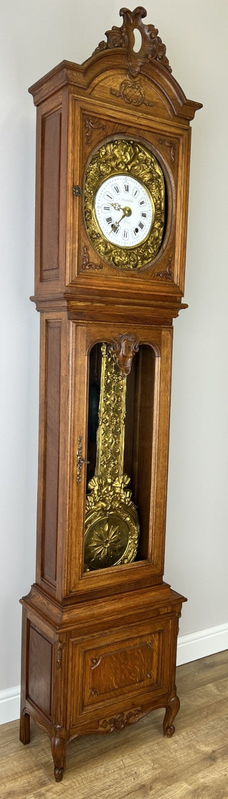 Grandfather Clock Vintage French Louis Style Oak Decorative Clock LOT 48890