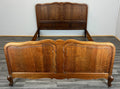 Bed Vintage French Louis XVI Oak Double Bed Frame Carved Headboard LOT 33350