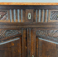 Sideboard Antique French Oak Marble Top Carved Two Door Cabinet LOT 22277