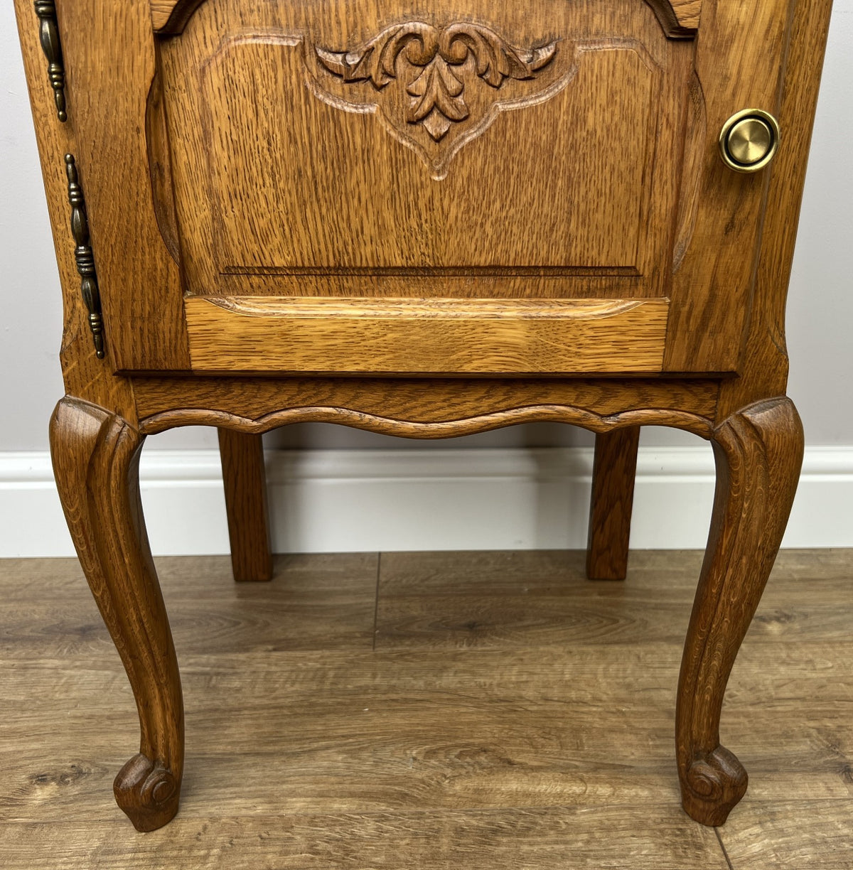 Pair of Bedside Tables Vintage French Louis Oak Nightstands Cabinets LOT 62976