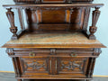 Sideboard Antique French Style Walnut Marble Display Cabinet Cupboard LOT 35765