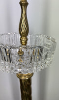 Vintage French Ashtray Stand Brass & Crystal Ornate Pedestal LOT 42323