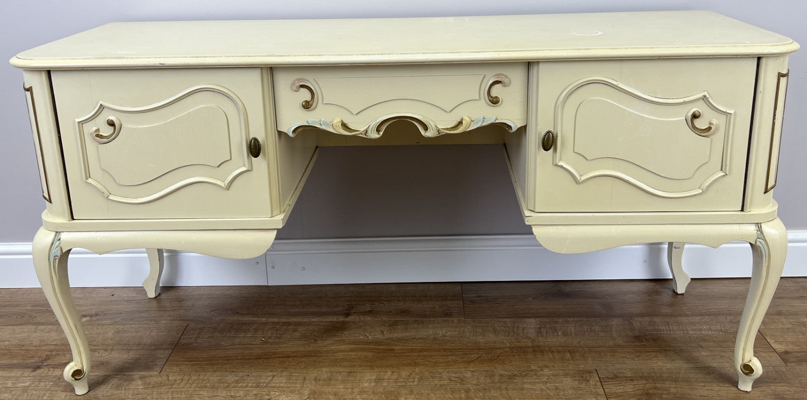 Sideboard Vintage French Shabby Chic Louis Style Carved Storage Cabinet LOT 48351