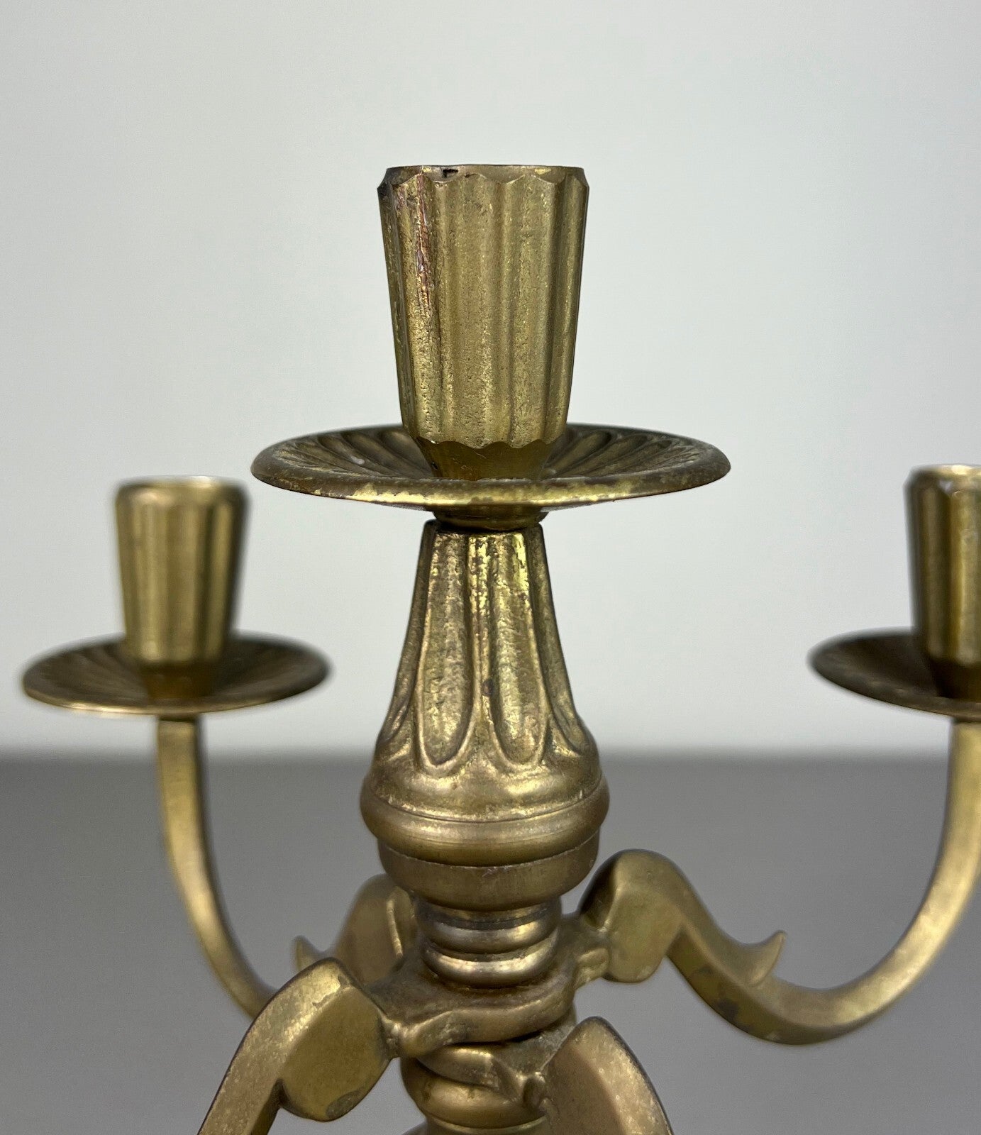Candelabra Vintage French Style Metal Gold 5 Arm Candle Holder Pair LOT 50757