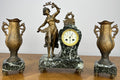 Clock Vintage French Style Marble Clock Figurine Garniture Set LOT 60611