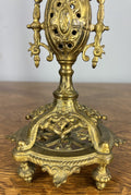 Mantel Clock Vintage French Style Architectural Brass Garniture Set LOT 464514