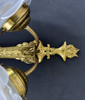 Pair of Wall Lights Vintage French Ornate Double Arm Glass Sconces LOT 6477