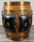 Drink Cabinet Vintage French Style Oak Brass Trim Barrel Carved Storage LOT 39001