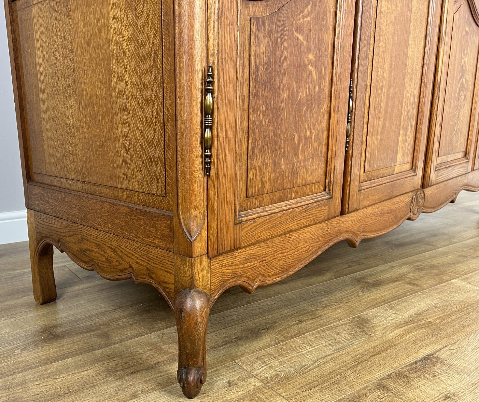 Wardrobe Vintage French Louis XVI Style Four Door Oak Carved Armoire LOT 60805