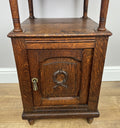 Pair of Bedside Tables Antique French Marble Top Carved Oak Cabinets LOT 49187