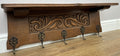 Coat Rack Vintage French Oak Wall Mounted 5 Hooks Carved Rack Hanger LOT 63020