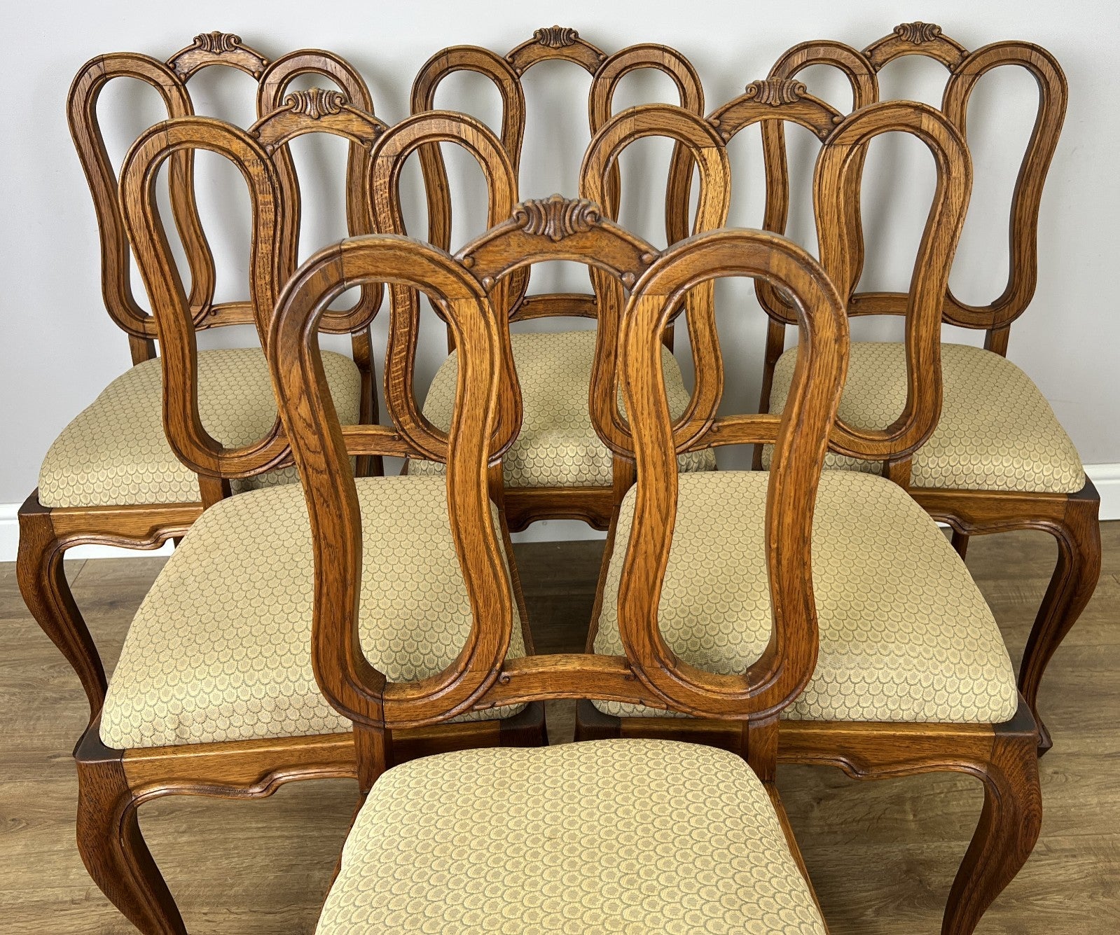 Dining Chairs Vintage French Louis Style Oak Set of 6 Upholstered Seats LOT 63441