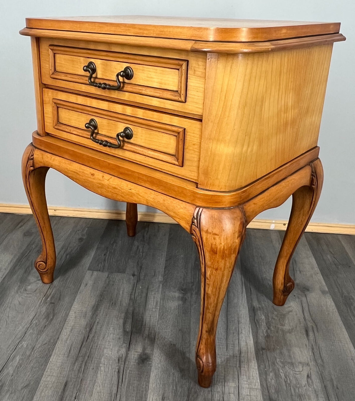 Bedside Table Vintage French Louis XVI Nightstand  2 Drawers Cabinet LOT 35862