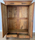 Wardrobe Antique French Style Oak Two Door Carved Mirrored Armoire LOT 616217