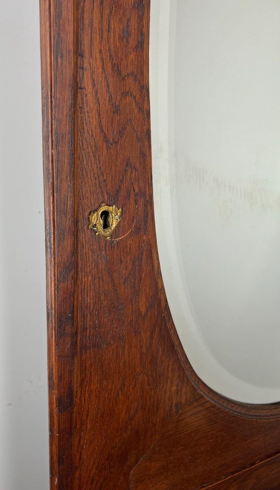 Mirror Antique French Oak Mirror Oval Glass Panel Decorative Frame LOT 31205