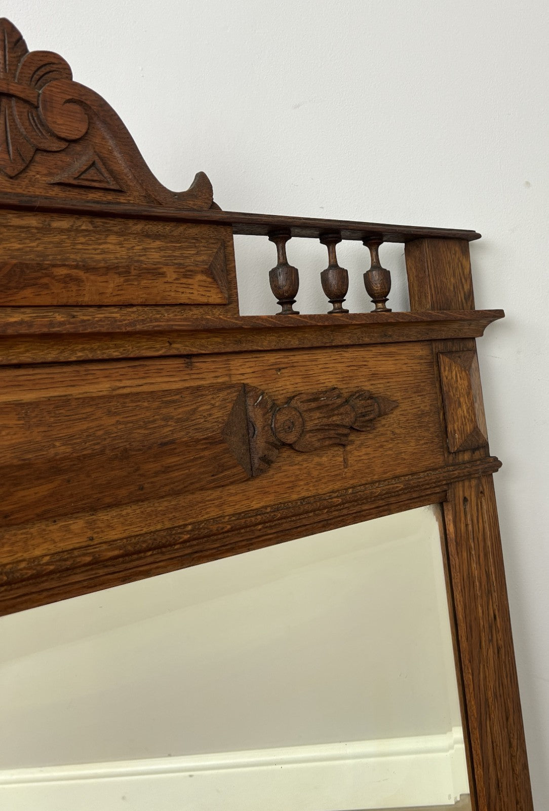 Mirror Antique French Style Wall Mirror Oak Carved Decorative Frame LOT 61666