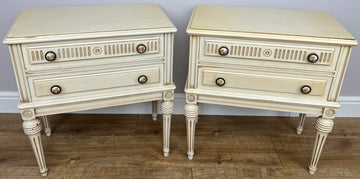 Pair of Bedside Tables Vintage French Shabby Chic Nightstands Cabinets LOT 62280