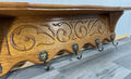 French Vintage Style Coat Rack Oak 5 Hooks Ornate Wall Shelf Coat LOT 47226