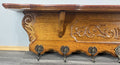 French Vintage Coat Rack Oak 7 Hooks Wall Shelf Carved Coat Hanger LOT 44923