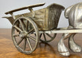 Figurine Horse Cart Vintage Style Metal Horse Drawn Wagon Sculpture LOT 46787