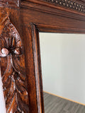 Antique French Oak Wall Mirror with  Carved Frame Wall Decor 197cm  LOT 43526