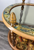Bar Cart Vintage French Zodiac Drinks Trolley Glass Top Serving Table LOT 43944