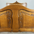 Bed Vintage French Louis XVI Double Bed Frame Oak Carved Headboard LOT 45983