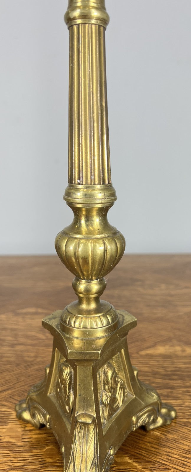 Candleholders Vintage French Brass Pair Tall Classical Candlesticks LOT 46735