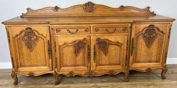 Sideboard Vintage French Louis Style Oak 4 Door Cupboard Carved Cabinet LOT 63620