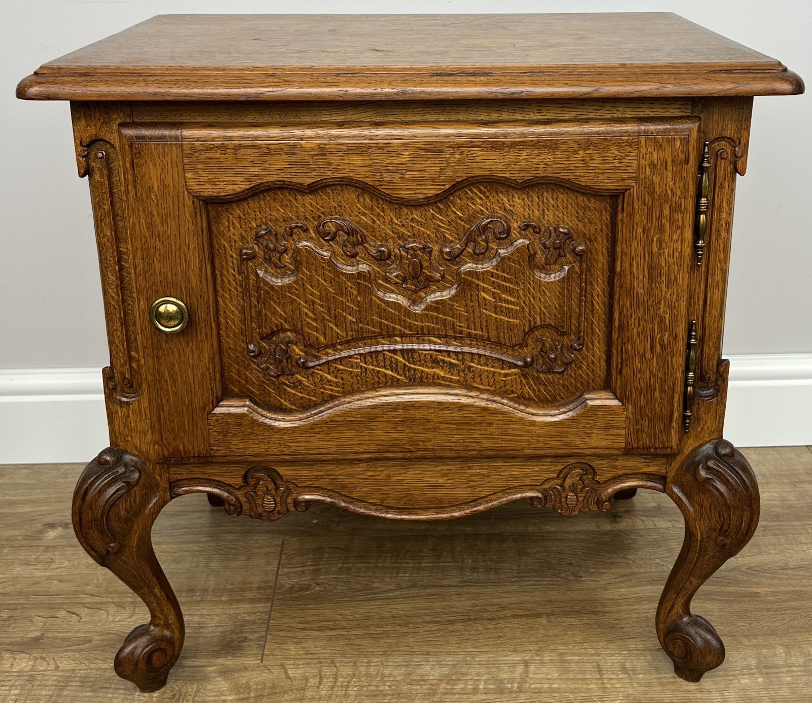Pair of Bedside Tables Vintage French Louis Oak Nightstands Cabinets LOT 62204