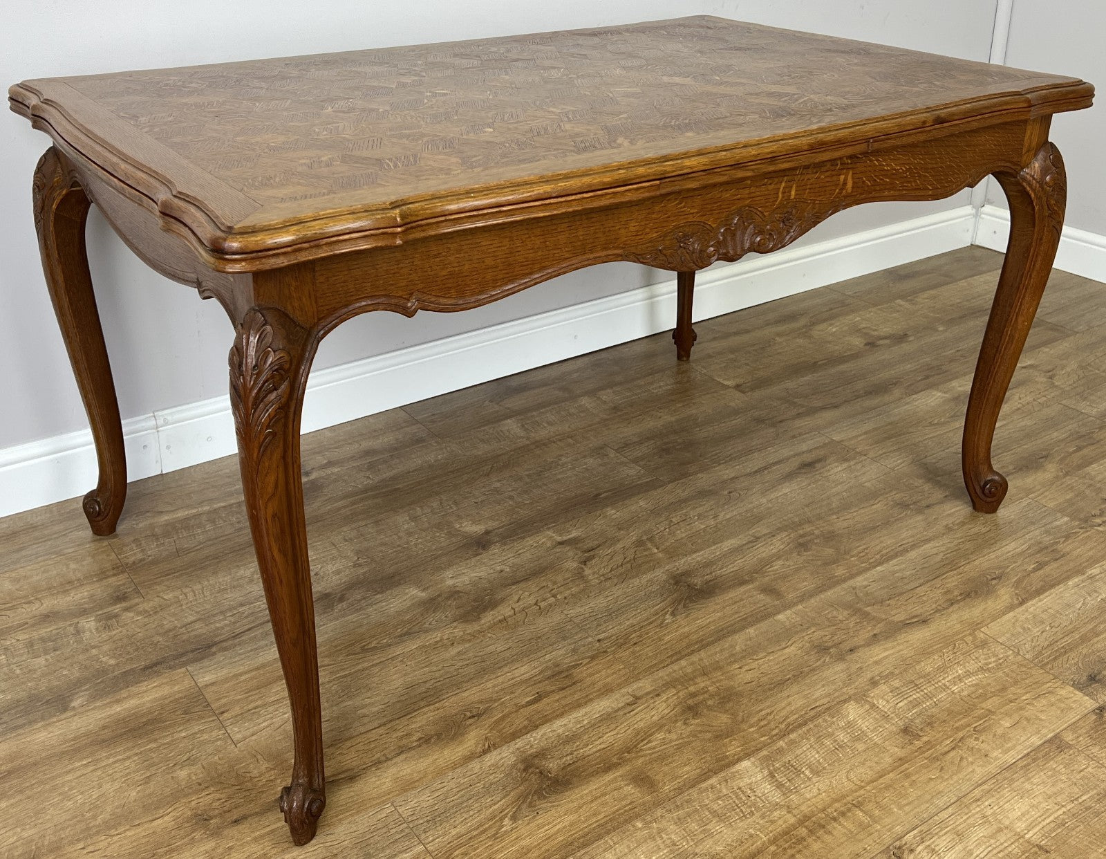 Dining Table Vintage French Louis XVI Carved Oak Extendable Table LOT 63572