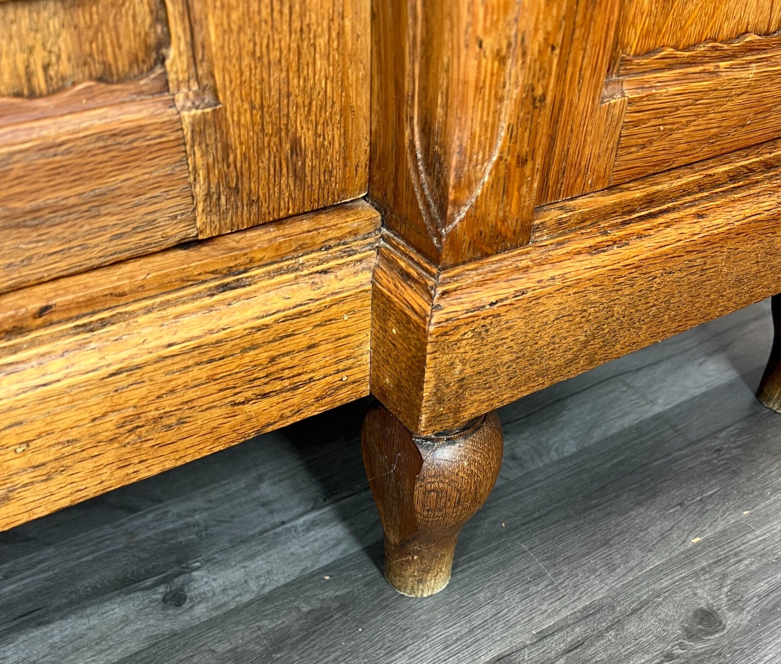 Sideboard Antique French Marble Top Cabinet Carved Storage Cupboard LOT 23718