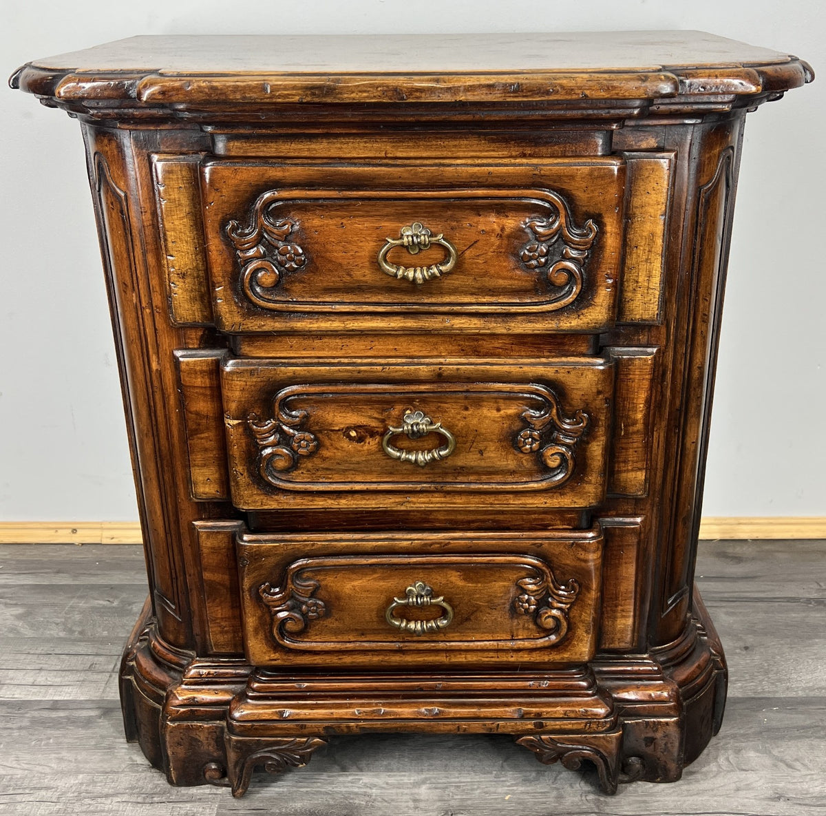 Bedside Tables Vintage French Style Nightstands Cabinets 3 Drawers LOT 4297
