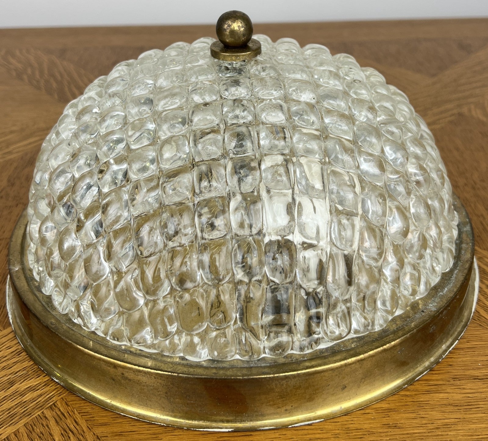 Ceiling Lamp Vintage French Brass Pendant Glass Flush Mount Light LOT 60631