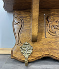 French Vintage Coat Rack Oak 5 Hooks Ornate Wall Shelf Carved Coat LOT 44433