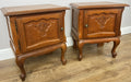 Pair of Bedside Tables Vintage French Louis Oak Nightstands Cabinets LOT 62192