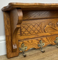 Coat Rack Vintage French Oak Wall Mounted 6 Hooks Carved Rack Hanger LOT 62096