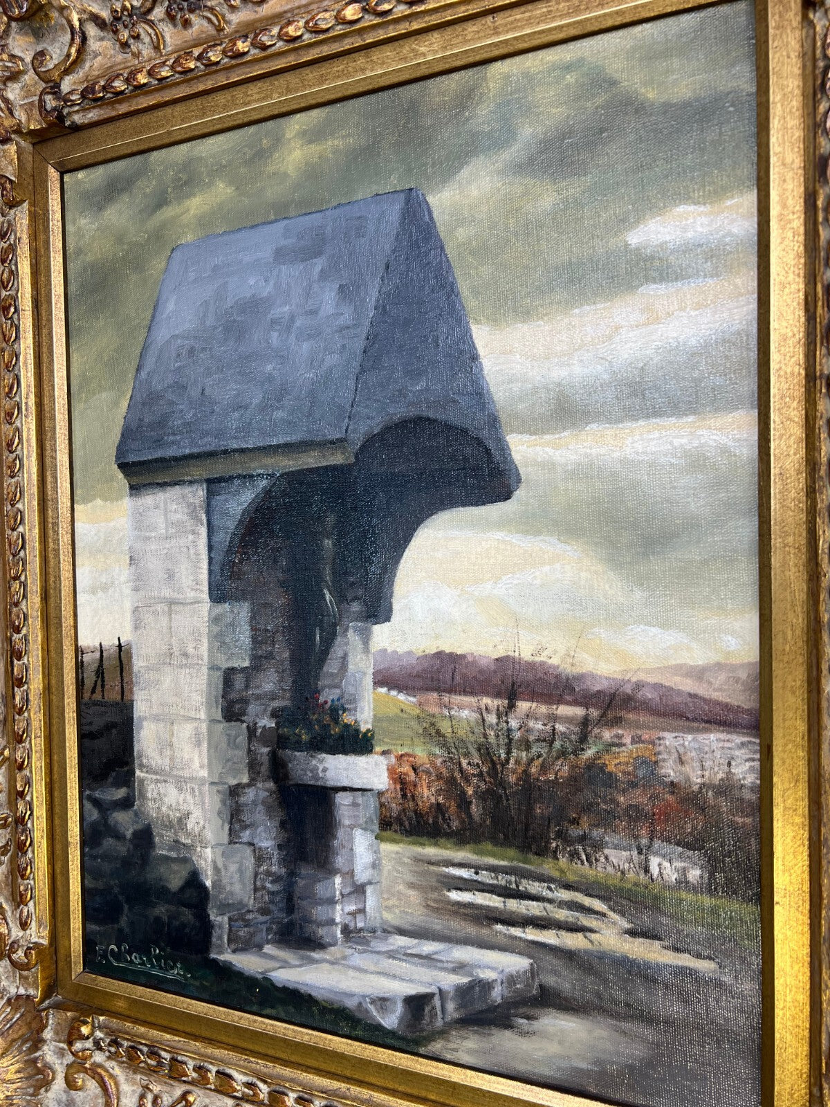 Oil Painting Vintage French Framed Landscape 71cm x 60cm Wall Art LOT 51239