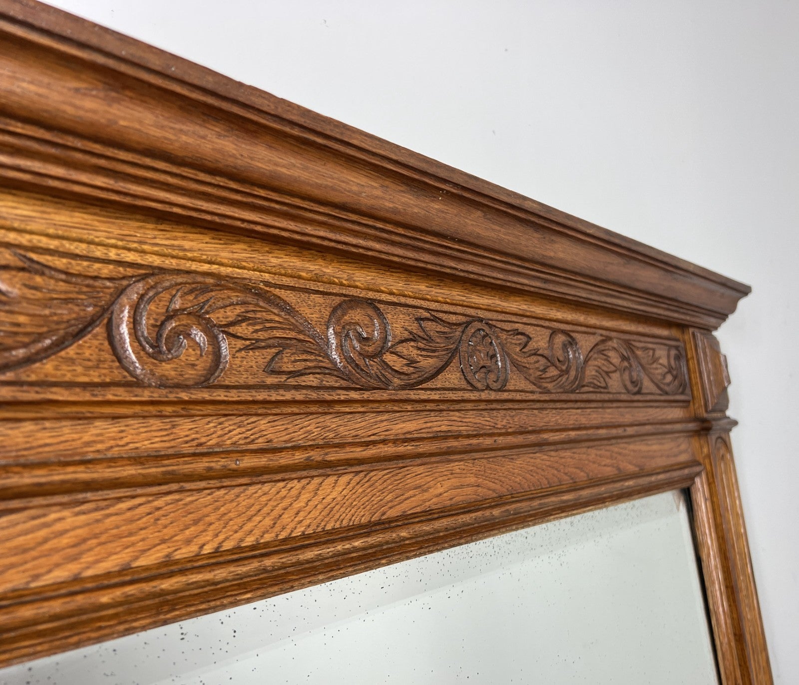 Antique French Style Carved Wall Mirror Oak Ornate Wall Frame LOT 45495