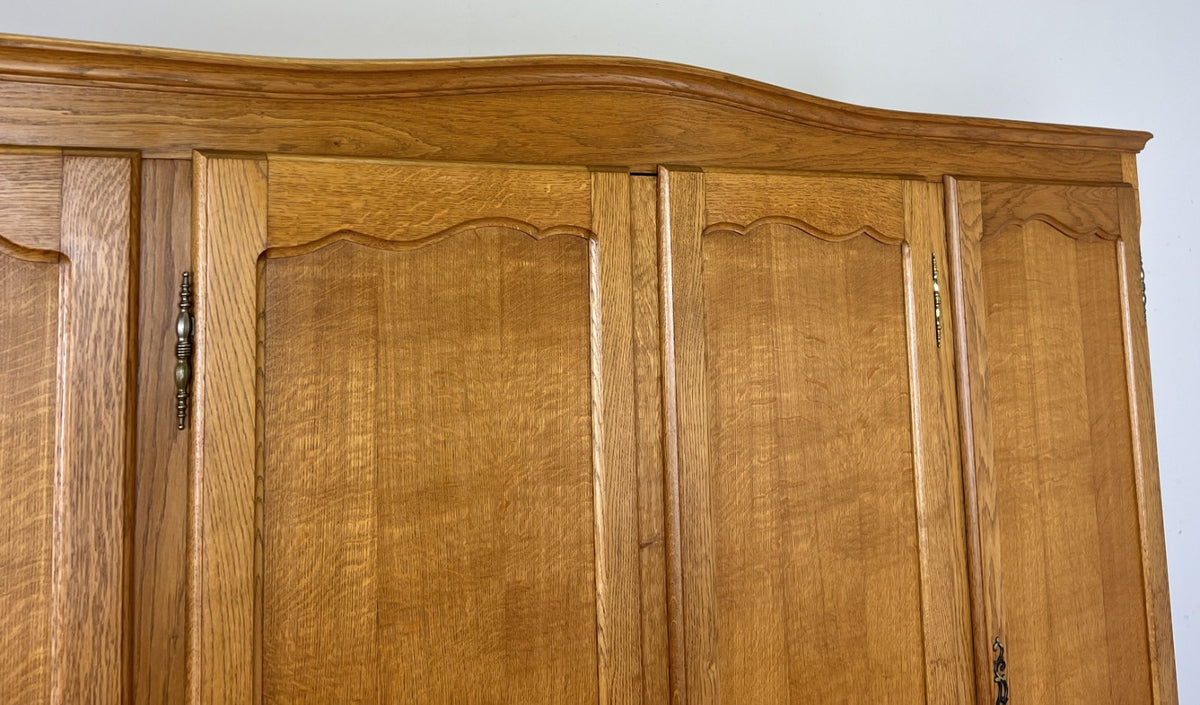 Wardrobe Vintage French Louis XVI Style Oak Four Door Carved Armoire LOT 6501