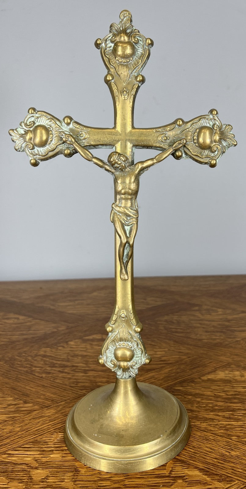 Crucifix Vintage French Style Brass Ornate Religious Altar Cross LOT 46690