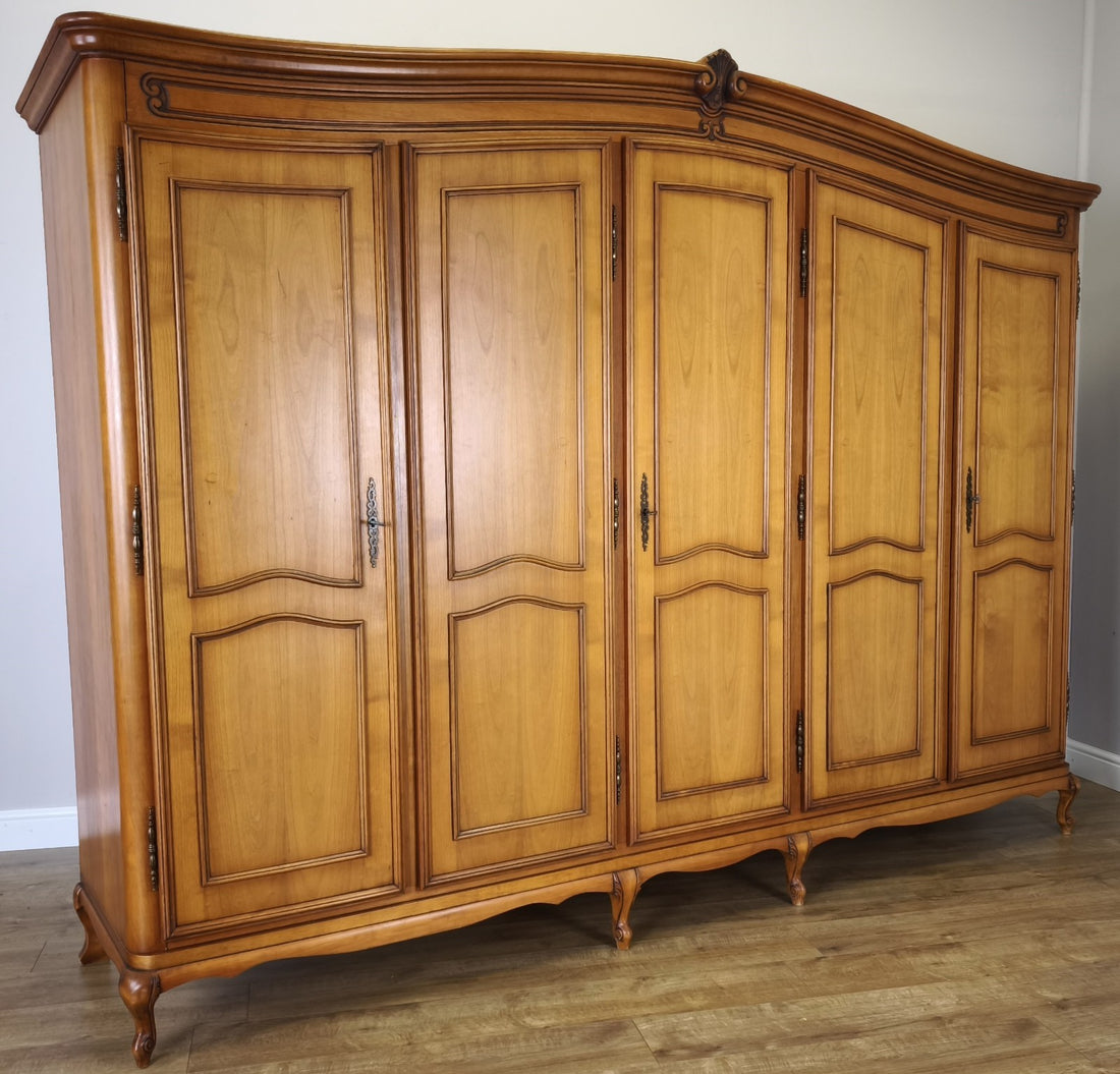 Wardrobe Vintage French Louis XVI Style Five Door Carved Armoire LOT 49900