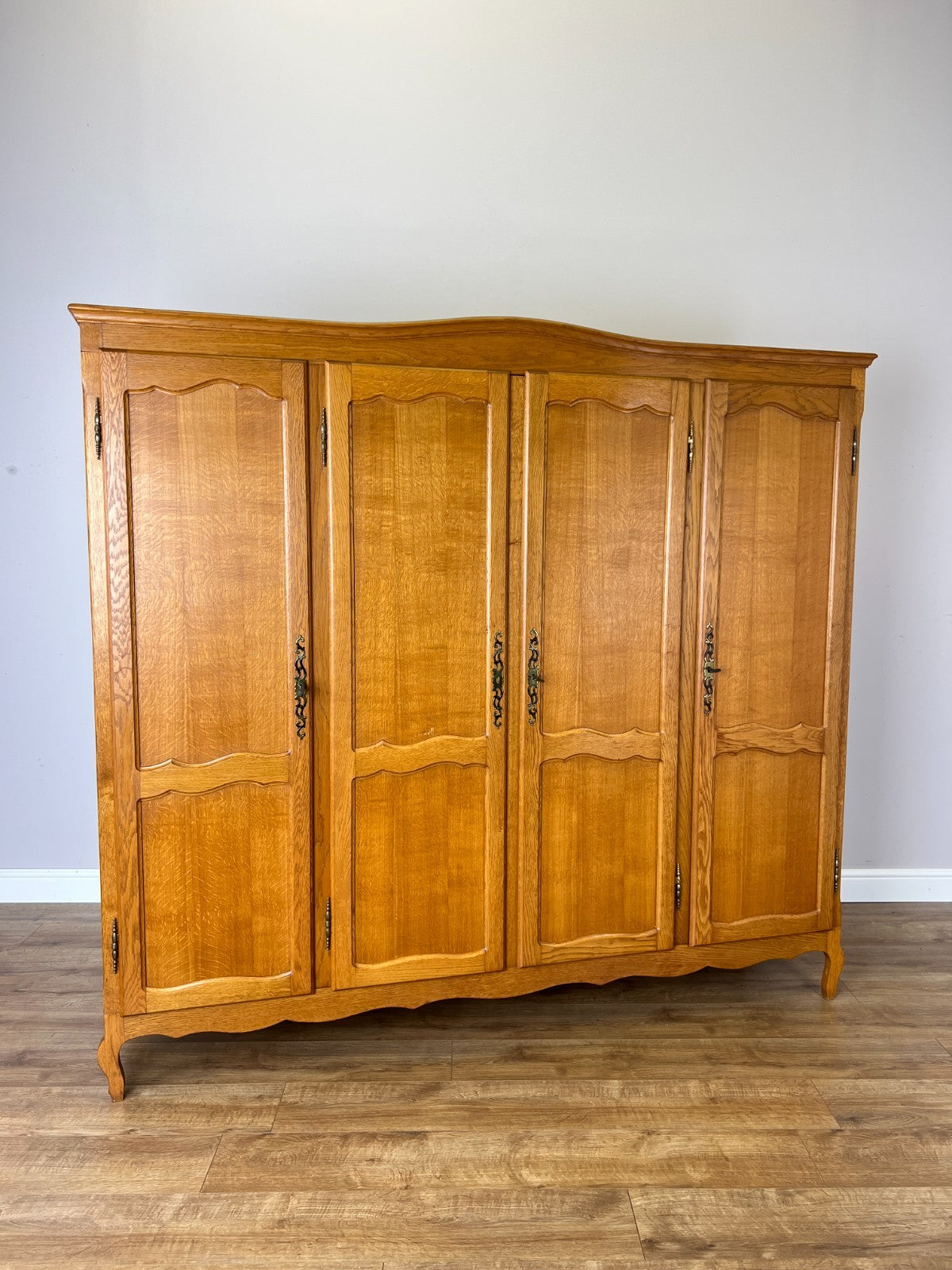 Wardrobe Vintage French Louis XVI Style Oak Four Door Carved Armoire LOT 6501